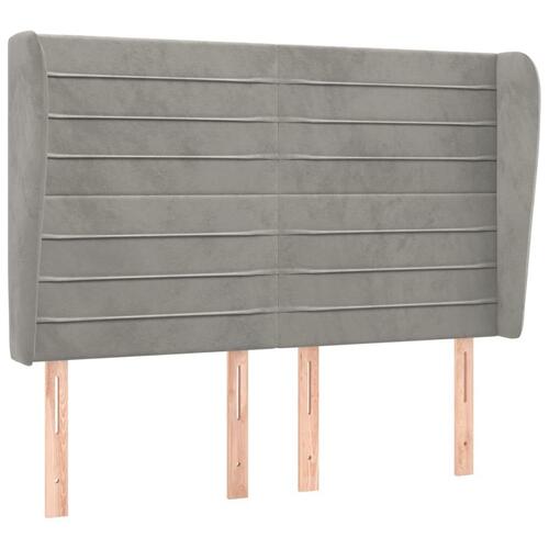 Sengegavl med kanter 147x23x118/128 cm fløjl lysegrå