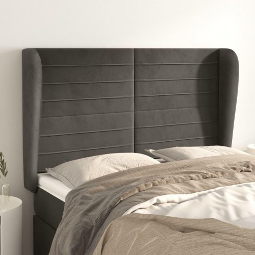 Sengegavl med kanter 147 x 23 x 118/128 cm - mørkegrå