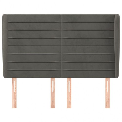 Sengegavl med kanter 147 x 23 x 118/128 cm - mørkegrå