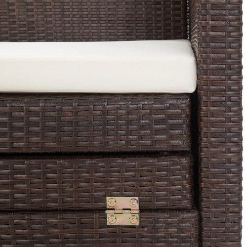 Udvidelig 3-personers udendørs sovesofa med tag i brun polyrattan
