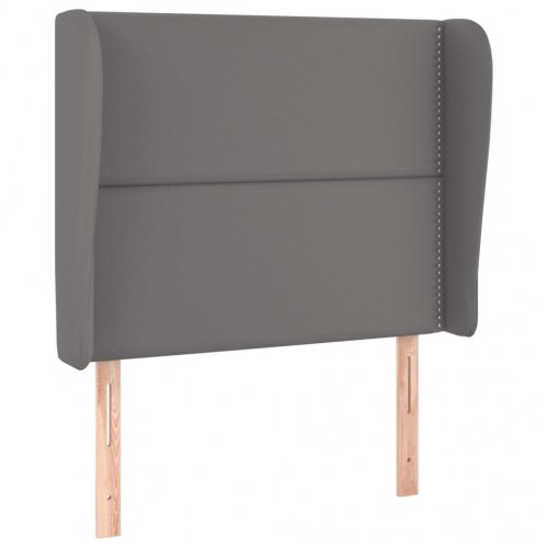 Sengegavl med kanter 93×23×118/128 cm - kunstlæder, grå