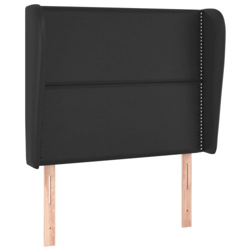 Sengegavl med kanter 103 x 23 x 118/128 cm kunstlæder - sort