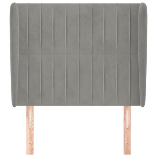 Sengegavl med kanter 83 x 23 x 118/128 cm fløjl - lysegrå