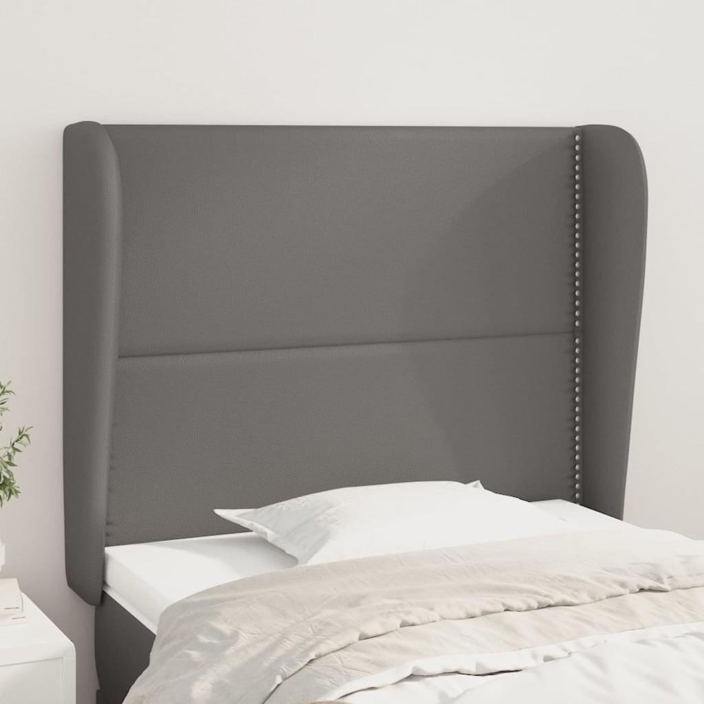 Sengegavl Med Kanter Kunstlæder - Grå / 103 x 23 x 118/128 cm