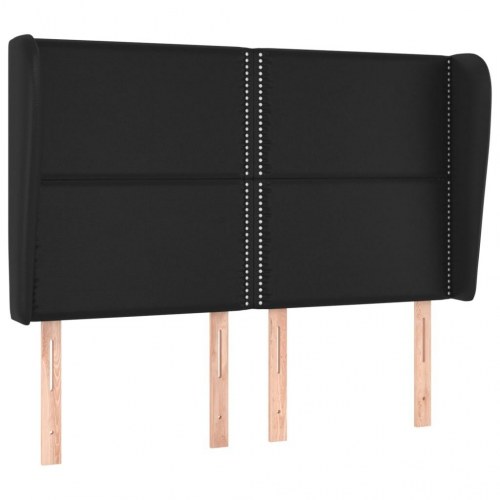 Sengegavl med kanter 147 x 23 x 118/128 cm - sort