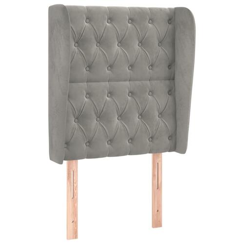 Sengegavl med kanter 83x23x118/128 cm fløjl lysegrå