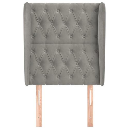 Sengegavl med kanter 83x23x118/128 cm fløjl lysegrå