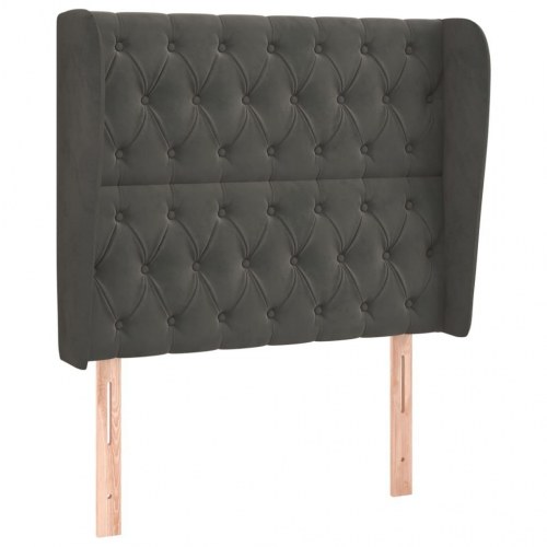 Sengegavl med kanter i fløjl 103 x 23 x 118/128 cm - mørkegrå