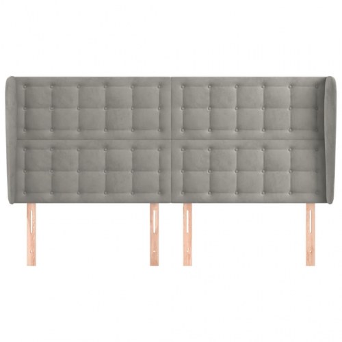 Sengegavl med kanter 203 x 23 x 118/128 cm fløjl - lysegrå