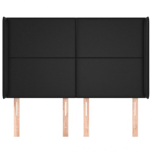 Sengegavl med kanter 147 x 16 x 118/128 cm - sort