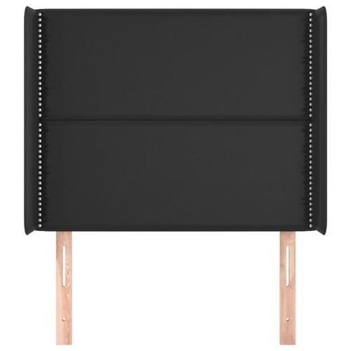Sengegavl med kanter 103x16x118/128 cm kunstlæder sort