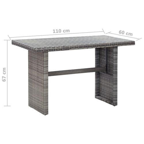 Havebord 110x60x67 cm polyrattan antracitgrå