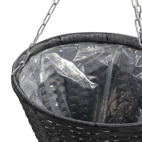 Hængende blomsterkurve 2 stk. polyrattan sort