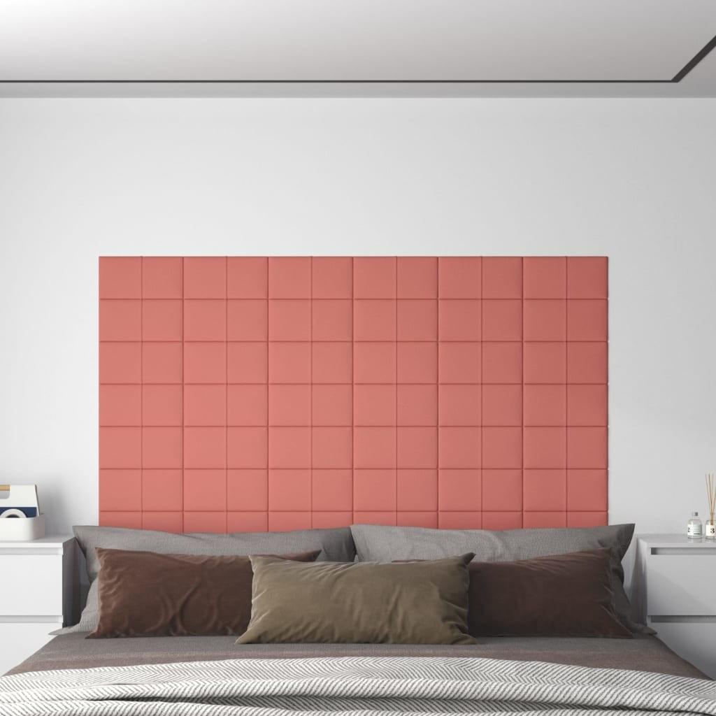 Vægpaneler 12 stk. 30x15 cm 0,54 m² fløjl lyserød