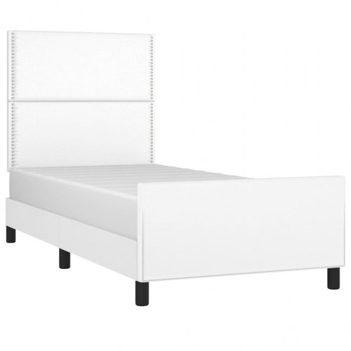 Sengeramme med sengegavl 80x200 cm kunstlæder hvid