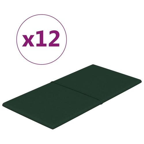 Vægpaneler 12 stk. 60x30 cm 2,16 m² stof mørkegrøn