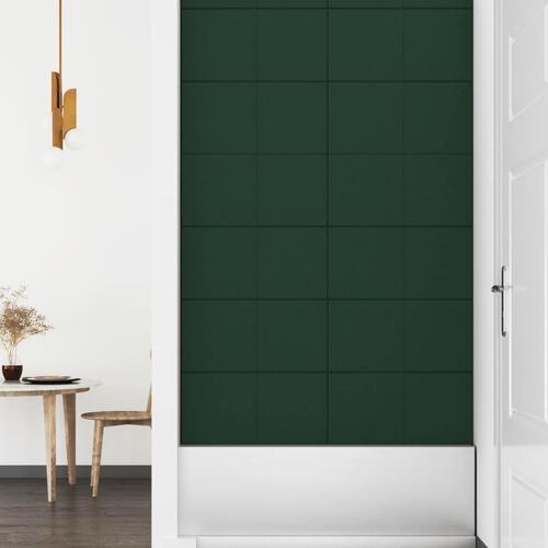 Vægpaneler 12 stk. 60x30 cm 2,16 m² stof mørkegrøn