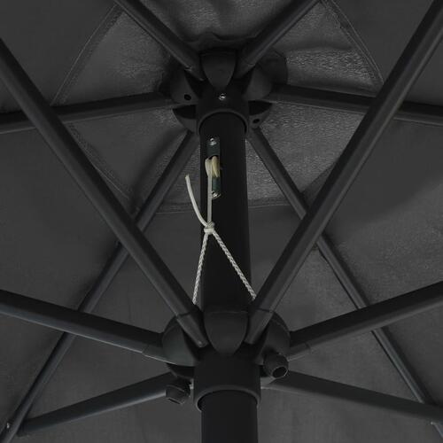 Udendørs parasol med LED-lys og aluminiumsstang 270 cm antracitgrå