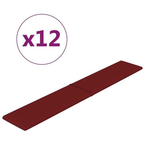 Vægpaneler 12 stk. 90x15 cm 1,62 m² stof vinrød