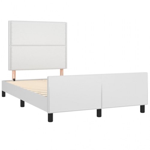 Sengeramme med sengegavl 120 x 200 cm i kunstlæder - hvid