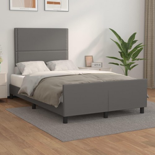 Sengeramme med sengegavl 120x200 cm - kunstlæder, grå