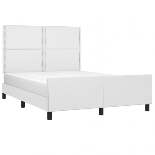 Sengeramme med sengegavl 140x190 cm kunstlæder hvid