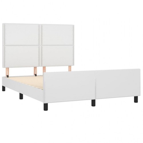 Sengeramme med sengegavl 140x190 cm kunstlæder hvid