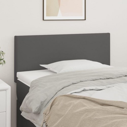 Sengegavl 80 x 5 x 78/88 cm i grå kunstlæder