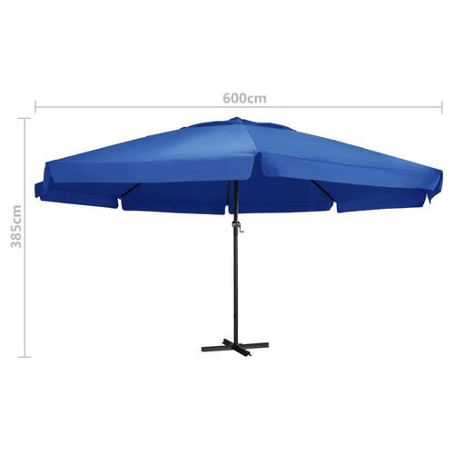 Parasol med aluminiumsstang 600 cm azurblå