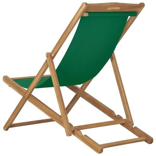 Foldbar strandstol massivt teaktræ grøn