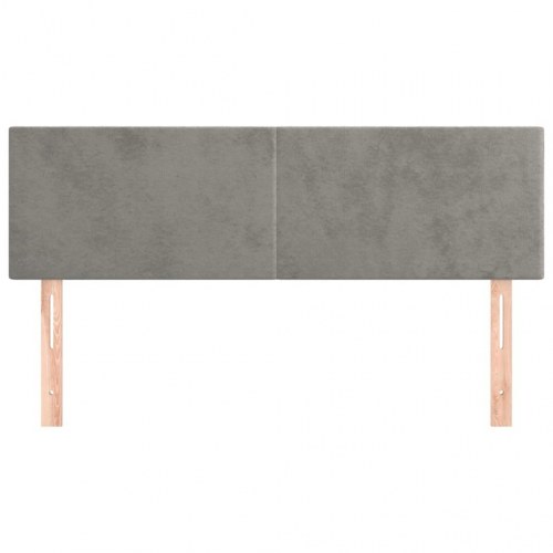 Sengegavl i fløjl 144 x 5 x 78/88 cm - lysegrå
