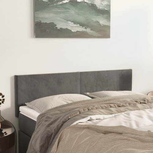 Sengegavl i fløjl 144 x 5 x 78/88 cm - mørkegrå