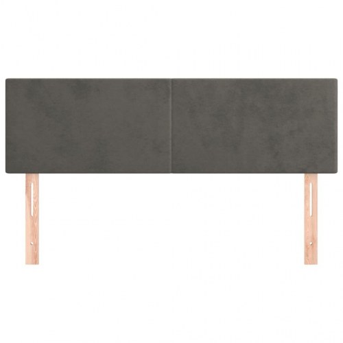 Sengegavl i fløjl 144 x 5 x 78/88 cm - mørkegrå