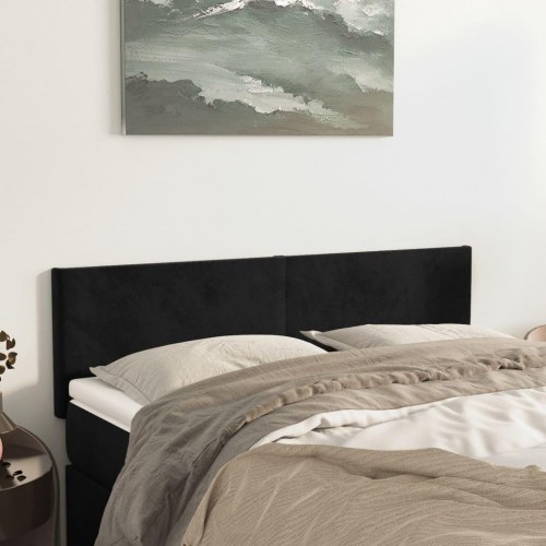 Sengegavl i fløjl 144 x 5 x 78/88 cm - sort