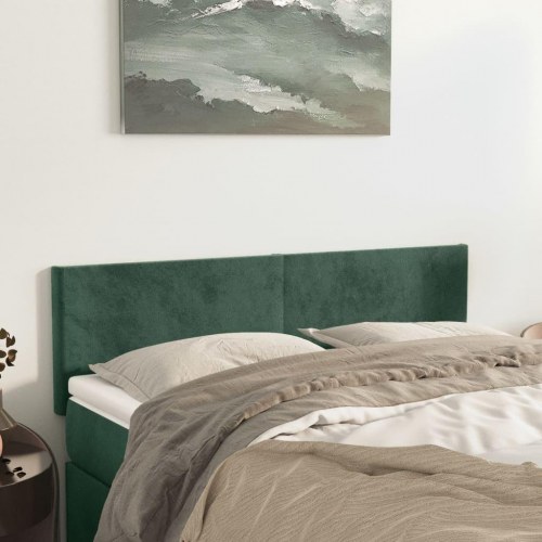 Sengegavl i fløjl 144 x 5 x 78/88 cm - mørkegrøn