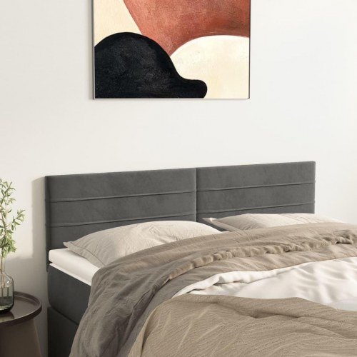 Sengegavl i fløjl - mørkegrå, 144 x 5 x 78/88 cm