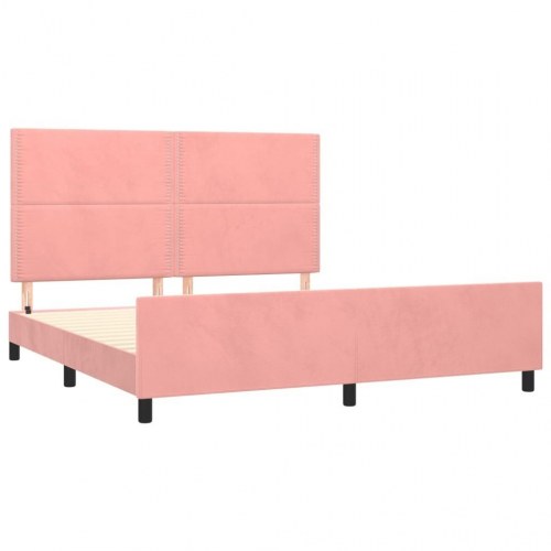 Sengeramme med sengegavl 160x200 cm i fløjl - pink