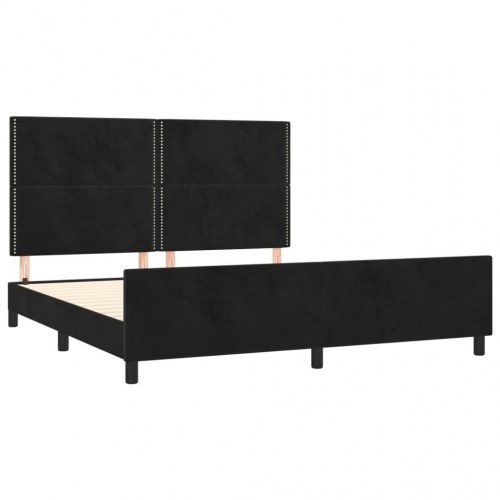 Sengeramme med sengegavl 180x200 cm i sort fløjl