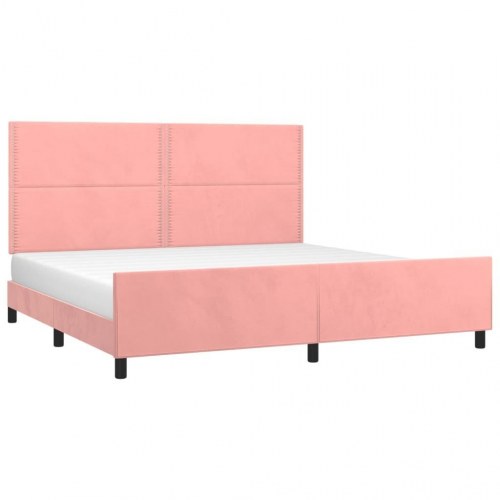 Sengeramme med sengegavl 200×200 cm - fløjl, pink