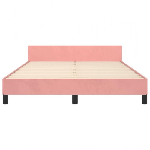 Sengeramme med sengegavl 140×190 cm - fløjl, lyserød