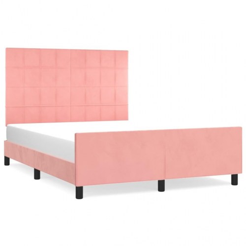 Sengeramme med sengegavl 140x200 cm - fløjl, pink