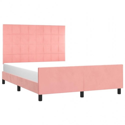 Sengeramme med sengegavl 140x200 cm - fløjl, pink