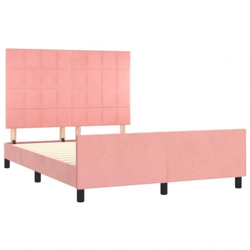 Sengeramme med sengegavl 140x200 cm - fløjl, pink