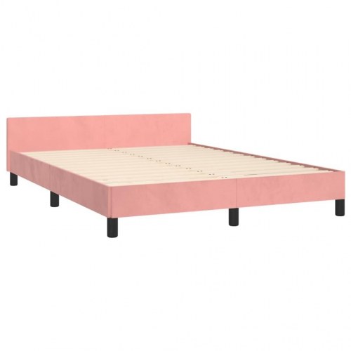 Sengeramme med sengegavl 140x200 cm - fløjl, pink