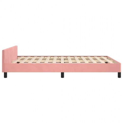 Sengeramme med sengegavl 140x200 cm - fløjl, pink