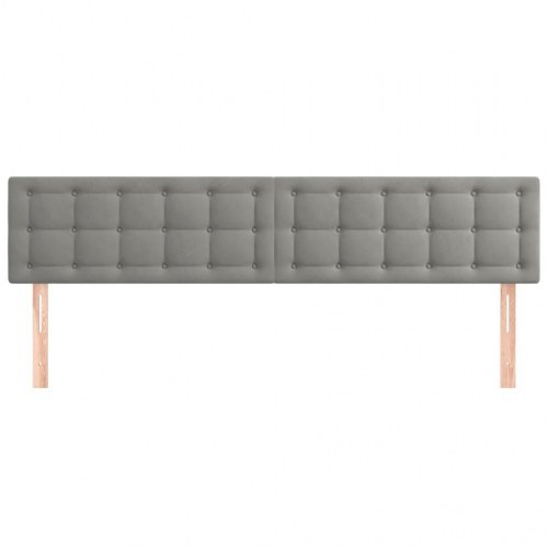 Sengegavl i fløjl 200 x 5 x 78/88 cm - lysegrå
