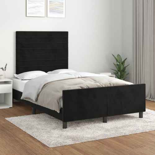 Sengeramme i fløjl - sort 120x200 cm med justerbar sengegavl