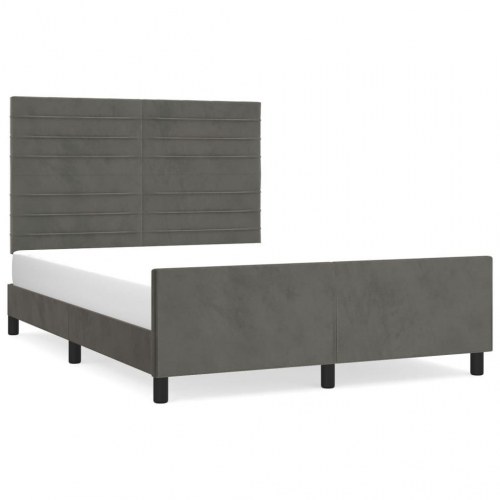 Sengeramme i fløjl med justerbar gavl - mørkegrå 140 x 190 cm
