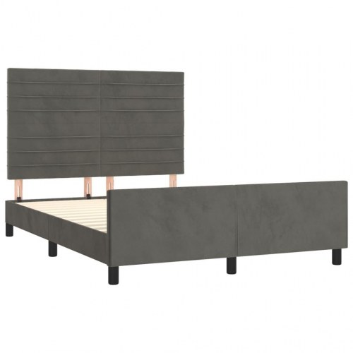 Sengeramme i fløjl med justerbar gavl - mørkegrå 140 x 190 cm
