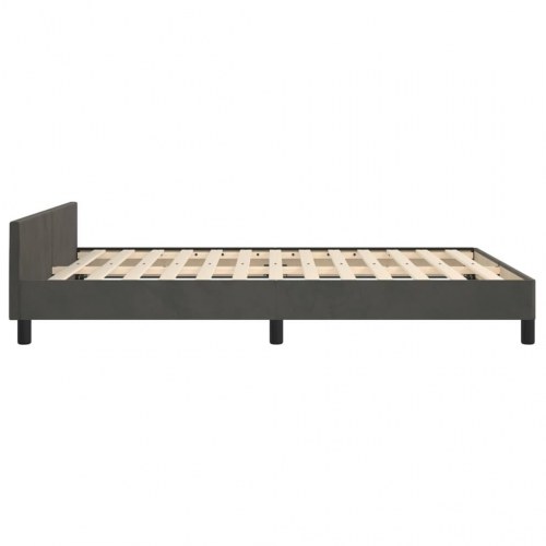 Sengeramme i fløjl med justerbar gavl - mørkegrå 140 x 190 cm